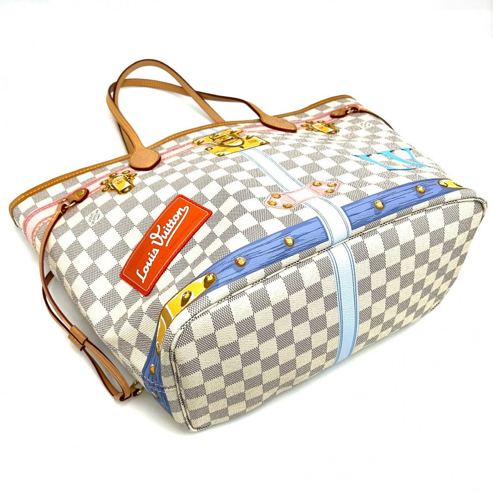 LOUIS VUITTON ルイヴィトン トートバッグ サマートランク ネヴァーフルMM ハンドバッグ N41065 ダミエアズールキャンバス ホワイト 白 ゴールド金具 レディース【中古品】
