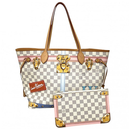 LOUIS VUITTON ルイヴィトン トートバッグ サマートランク ネヴァーフルMM ハンドバッグ N41065 ダミエアズールキャンバス ホワイト 白 ゴールド金具 レディース【中古品】