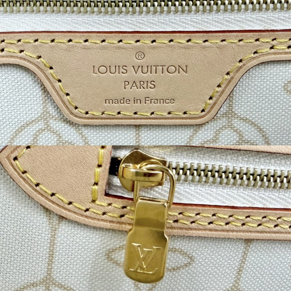 【開店SALE】 LOUIS VUITTON ルイヴィトン トートバッグ ノーティカルネヴァーフル MM ハンドバッグ ポーチ付き N40471 ダミエアズールキャンバス ホワイト 白 ゴールド金具 レディース【中古品】