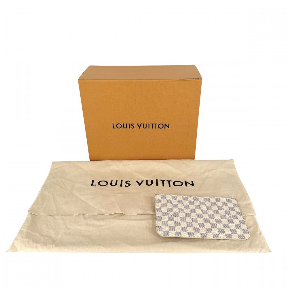【開店SALE】 LOUIS VUITTON ルイヴィトン トートバッグ ノーティカルネヴァーフル MM ハンドバッグ ポーチ付き N40471 ダミエアズールキャンバス ホワイト 白 ゴールド金具 レディース【中古品】