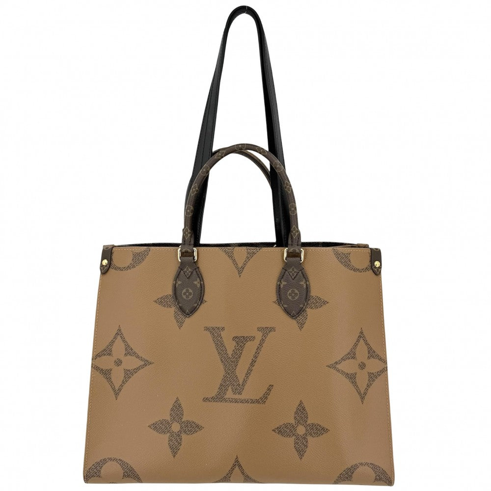 【開店SALE】 LOUIS VUITTON ルイヴィトン 2WAY オンザゴーMM ハンドバッグ トートバッグ M45321 モノグラムジャイアント モノグラム・リバース ブラウン 茶 ゴールド金具 レディース【中古品】