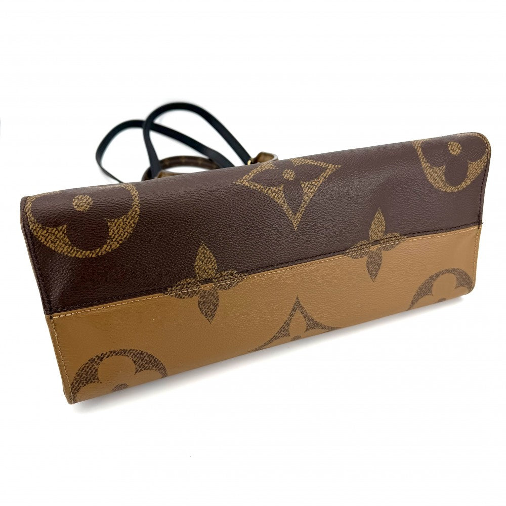 【開店SALE】 LOUIS VUITTON ルイヴィトン 2WAY オンザゴーMM ハンドバッグ トートバッグ M45321 モノグラムジャイアント モノグラム・リバース ブラウン 茶 ゴールド金具 レディース【中古品】
