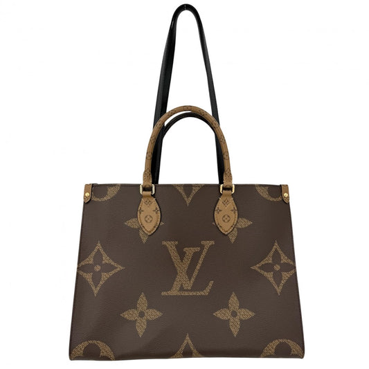 LOUIS VUITTON ルイヴィトン 2WAY オンザゴーMM ハンドバッグ トートバッグ M45321 モノグラムジャイアント モノグラム・リバース ブラウン 茶 ゴールド金具 レディース【中古品】