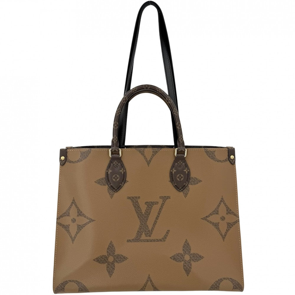 LOUIS VUITTON ルイヴィトン 2WAY オンザゴーMM ハンドバッグ トートバッグ M45321 モノグラムジャイアント モノグラム・リバース ブラウン 茶 ゴールド金具 レディース【中古品】