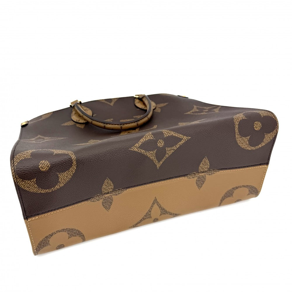 LOUIS VUITTON ルイヴィトン 2WAY オンザゴーMM ハンドバッグ トートバッグ M45321 モノグラムジャイアント モノグラム・リバース ブラウン 茶 ゴールド金具 レディース【中古品】