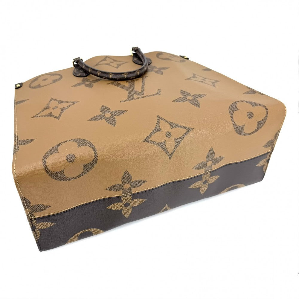 LOUIS VUITTON ルイヴィトン 2WAY オンザゴーGM ハンドバッグ トートバッグ M45320 モノグラムジャイアント モノグラム・リバース ブラウン 茶 ベージュ ゴールド金具 レディース【中古品】