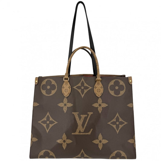 LOUIS VUITTON ルイヴィトン 2WAY オンザゴーGM ハンドバッグ トートバッグ M45320 モノグラムジャイアント モノグラム・リバース ブラウン 茶 ベージュ ゴールド金具 レディース【中古品】