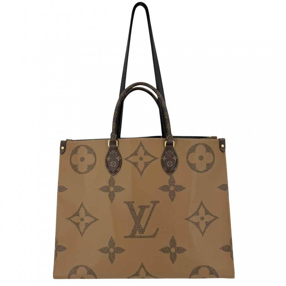 LOUIS VUITTON ルイヴィトン 2WAY オンザゴーGM ハンドバッグ トートバッグ M45320 モノグラムジャイアント モノグラム・リバース ブラウン 茶 ベージュ ゴールド金具 レディース【中古品】
