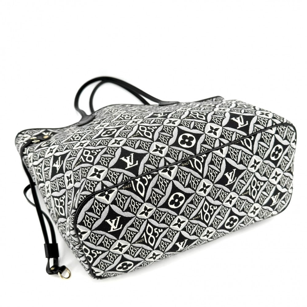 LOUIS VUITTON ルイヴィトン トートバッグ モノグラムジャガードSINCE 1854 ネヴァーフルMM ハンドバッグ M57230 キャンバス レザー ブラック 黒 ゴールド金具 レディース【中古品】