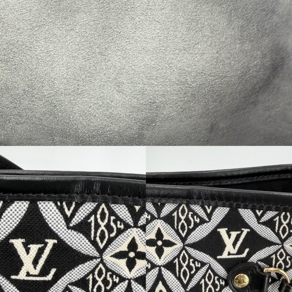 LOUIS VUITTON ルイヴィトン トートバッグ モノグラムジャガードSINCE 1854 ネヴァーフルMM ハンドバッグ M57230 キャンバス レザー ブラック 黒 ゴールド金具 レディース【中古品】