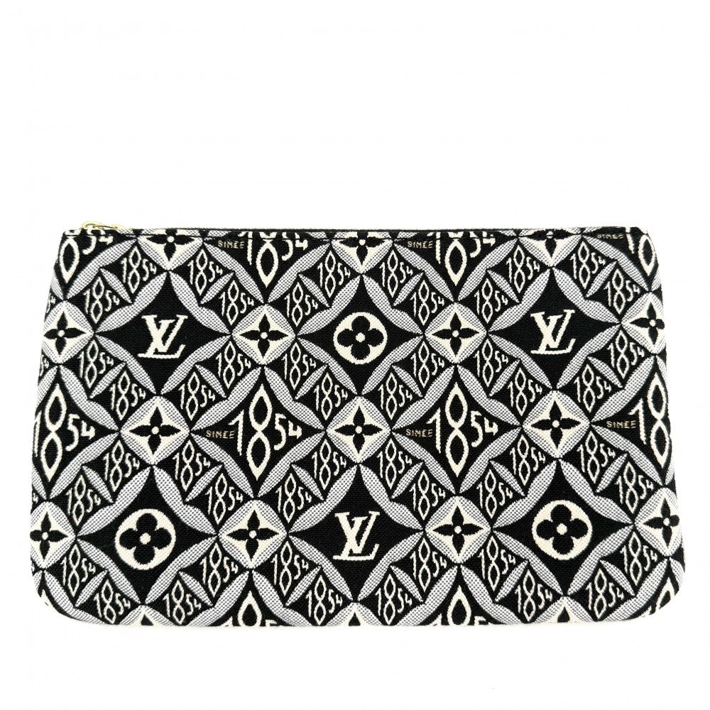 LOUIS VUITTON ルイヴィトン トートバッグ モノグラムジャガードSINCE 1854 ネヴァーフルMM ハンドバッグ M57230 キャンバス レザー ブラック 黒 ゴールド金具 レディース【中古品】