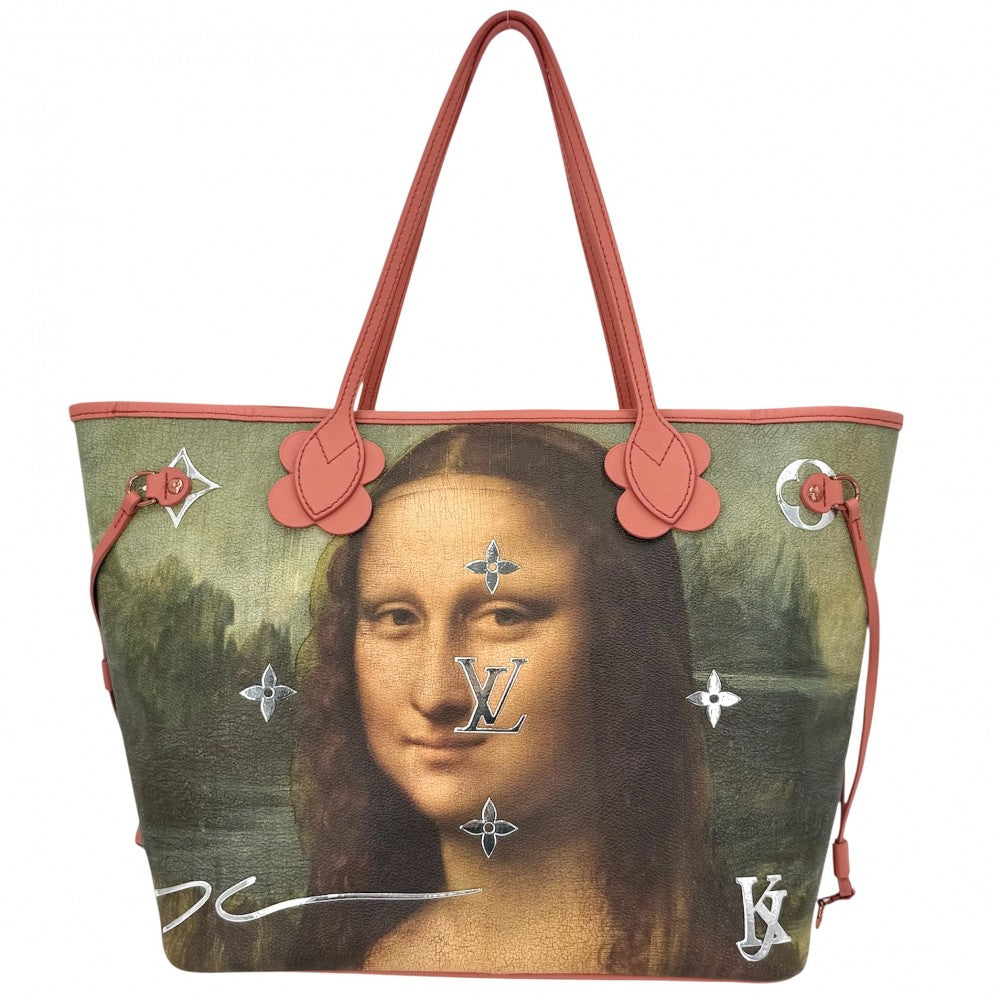 LOUIS VUITTON ルイヴィトン トートバッグ マスターズコレクション ネヴァーフル MM モナリザ ポピーペタル ジェフ クーンズ M43373 ピンク マルチカラー ピンクゴールド×シルバー金具 レディース【中古品】