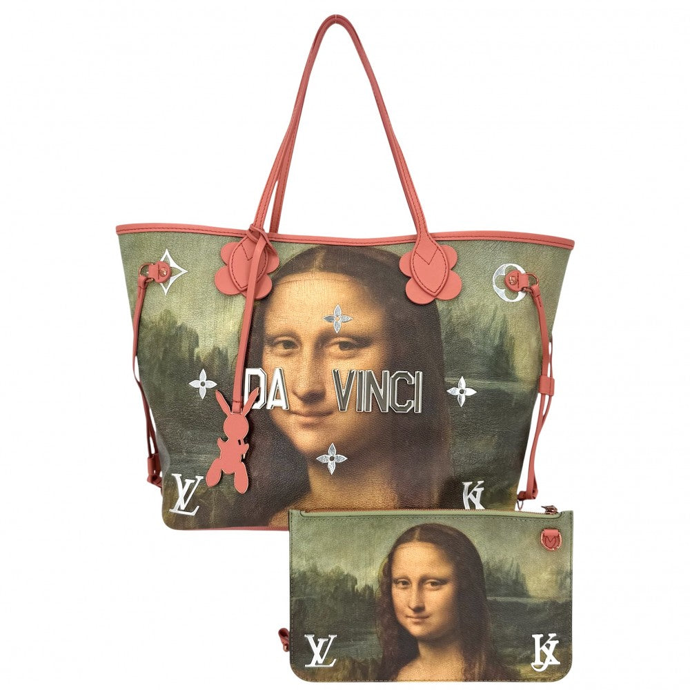 LOUIS VUITTON ルイヴィトン トートバッグ マスターズコレクション ネヴァーフル MM モナリザ ポピーペタル ジェフ クーンズ M43373 ピンク マルチカラー ピンクゴールド×シルバー金具 レディース【中古品】