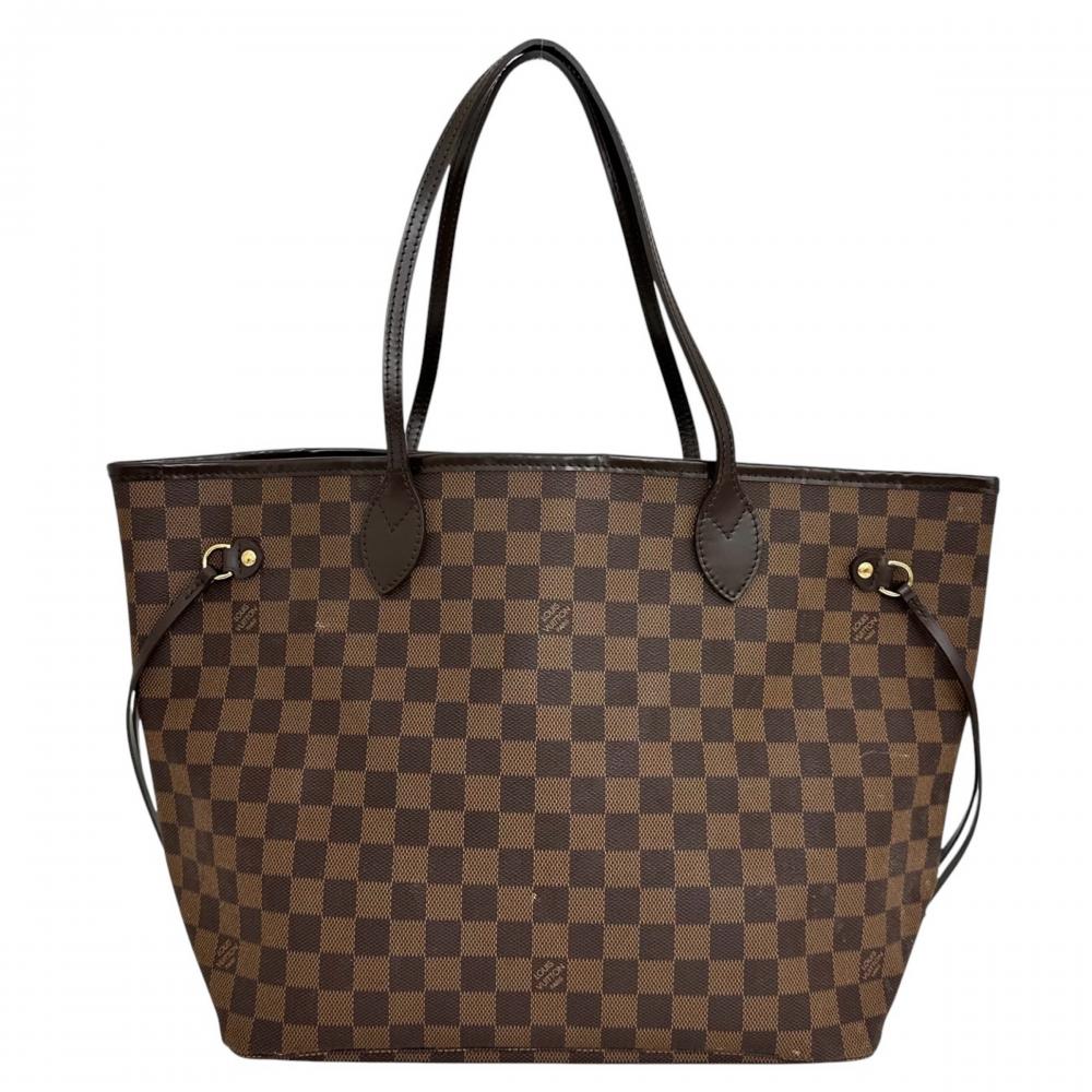 LOUIS VUITTON ルイヴィトン トートバッグ ダミエ・エベヌ ネヴァーフルMM N51105 ダミエキャンバス ブラウン 茶 ゴールド金具 レディース【中古品】