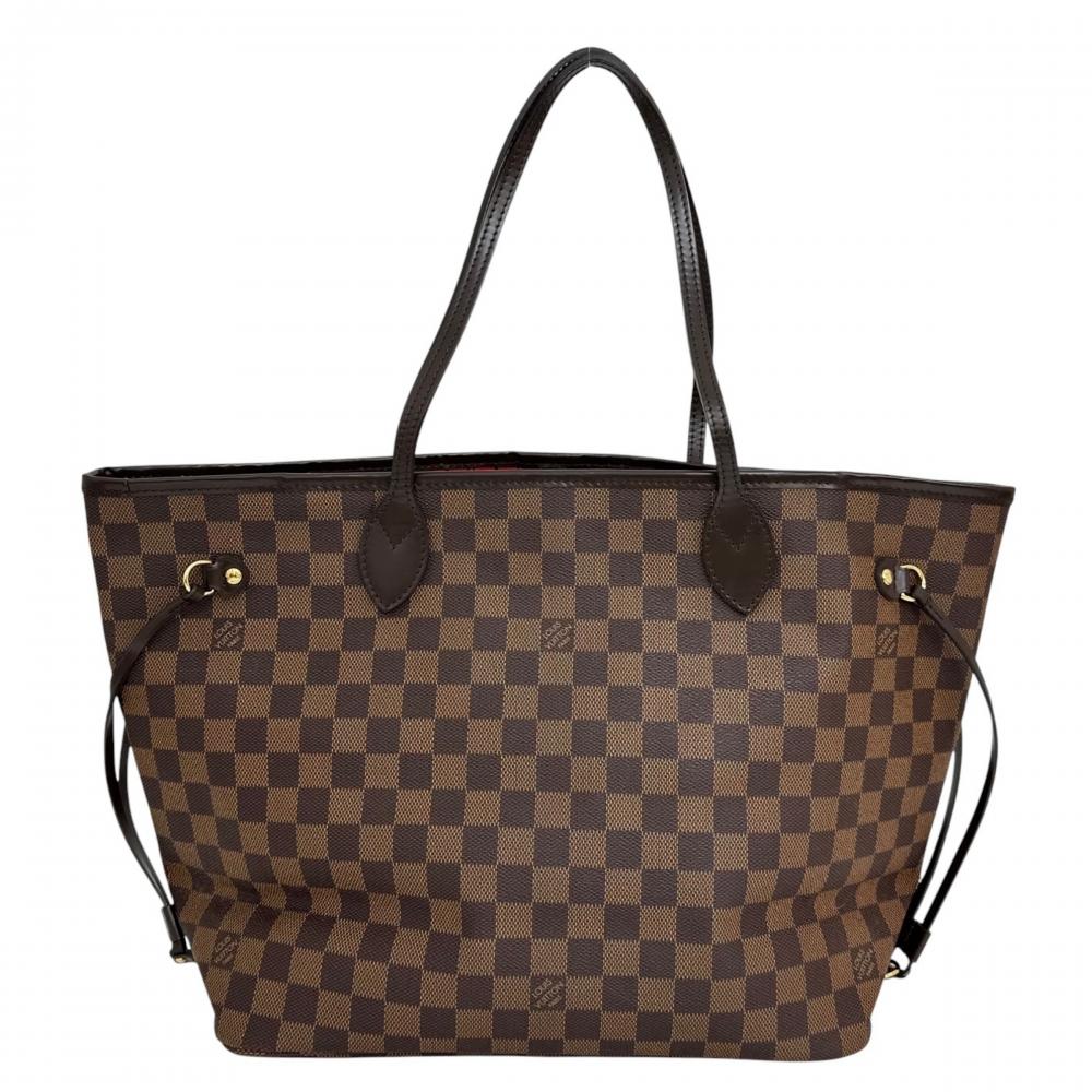 LOUIS VUITTON ルイヴィトン トートバッグ ダミエ・エベヌ ネヴァーフルMM N51105 ダミエキャンバス ブラウン 茶 ゴールド金具 レディース【中古品】