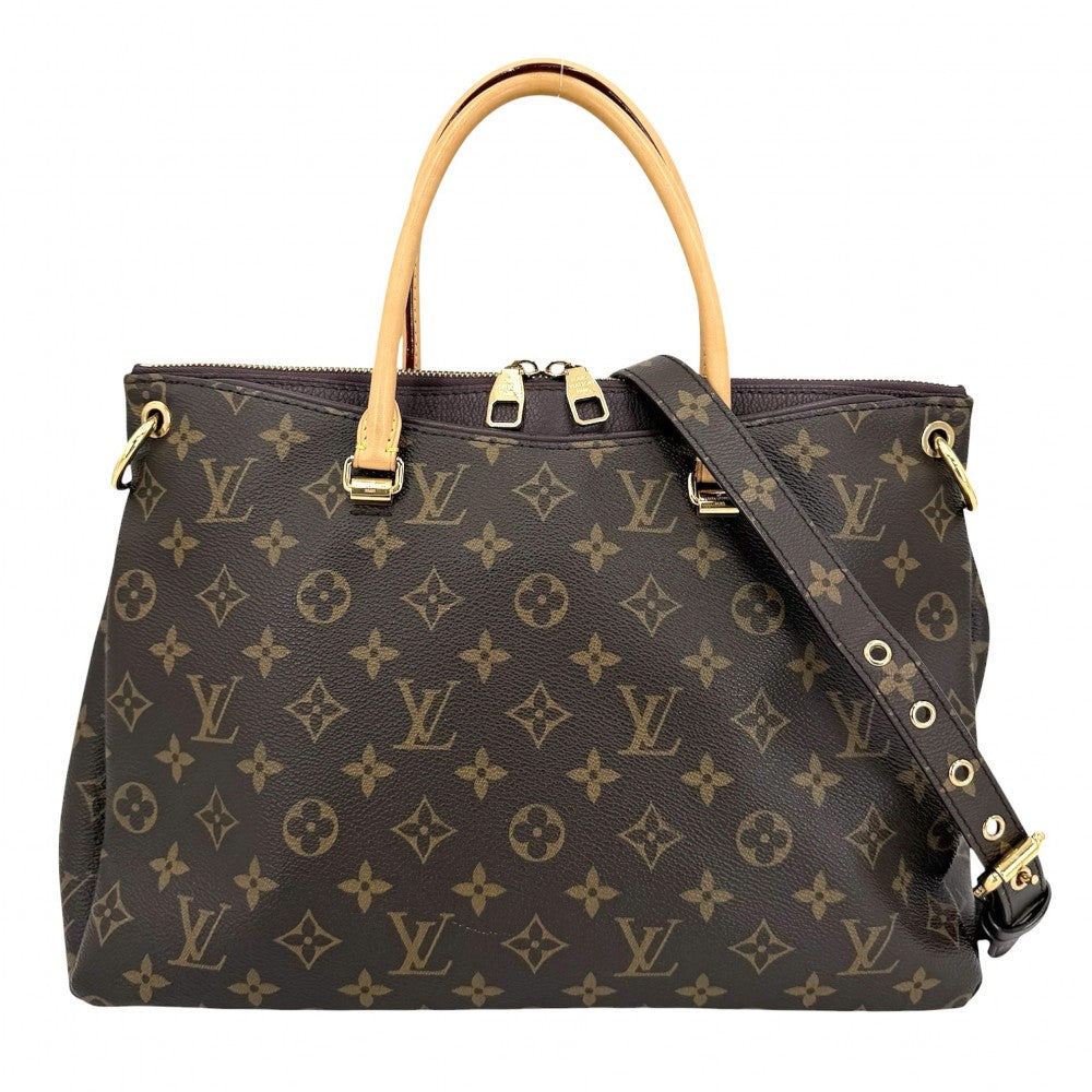 LOUIS VUITTON ルイヴィトン 2WAY パラス ハンドバッグ ショルダーバッグ Pallas M40908 モノグラムキャンバス ブラウン 茶 パープル 紫
 ゴールド金具 レディース【中古品】