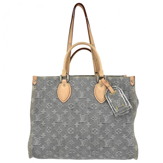 LOUIS VUITTON ルイヴィトン 2WAY オンザゴーMM ハンドバッグ トートバッグ M13189 モノグラムデニム ウォッシュドグレー ゴールド金具 レディース【中古品】