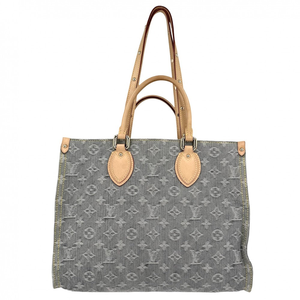 LOUIS VUITTON ルイヴィトン 2WAY オンザゴーMM ハンドバッグ トートバッグ M13189 モノグラムデニム ウォッシュドグレー ゴールド金具 レディース【中古品】