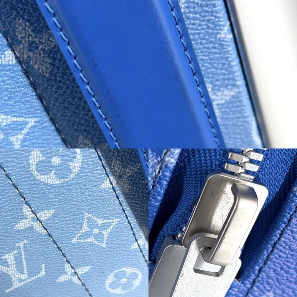 LOUIS VUITTON ルイヴィトン キャリーバッグ モノグラム クラウズ ホライゾン55 トランク スーツケース ヴァージルアブロー M20411 PVCコーティングキャンバス レザー ブルー 青 ホワイト 白 シルバー金具 ユニセックス【中古品】