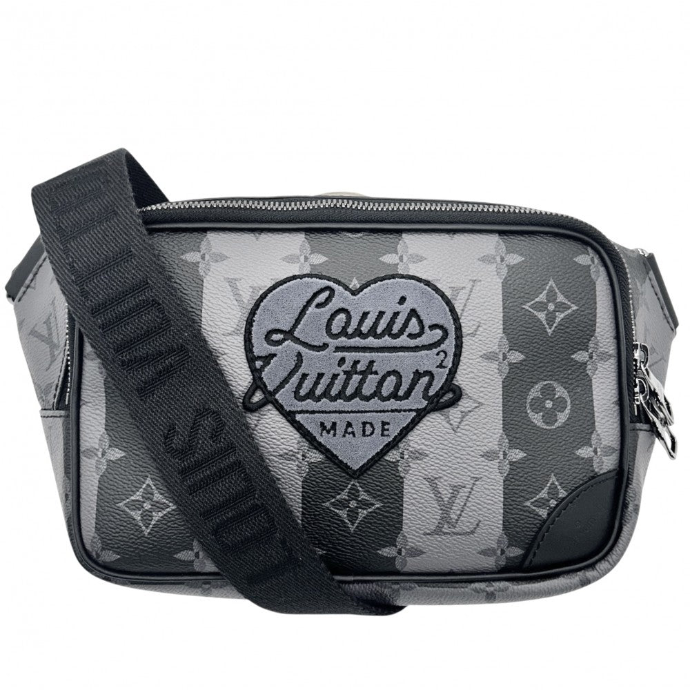 LOUIS VUITTON ルイヴィトン ボディバッグ モノグラムストライプ モジュラースリングバッグ LV×NIGO コラボ エクリプス 小さめ かばん 鞄 M59338 ブラック 黒 シルバー金具 メンズ【中古品】