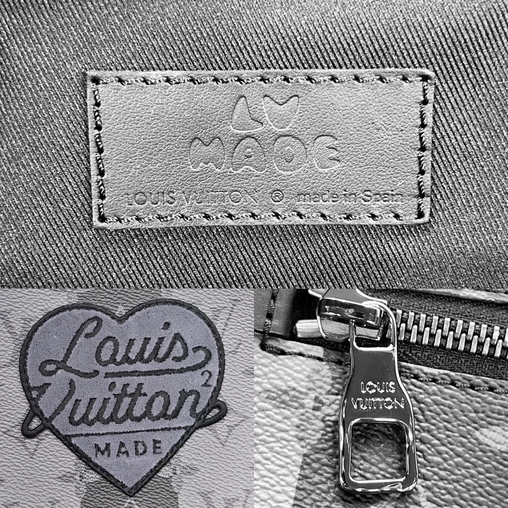 LOUIS VUITTON ルイヴィトン ボディバッグ モノグラムストライプ モジュラースリングバッグ LV×NIGO コラボ エクリプス 小さめ かばん 鞄 M59338 ブラック 黒 シルバー金具 メンズ【中古品】
