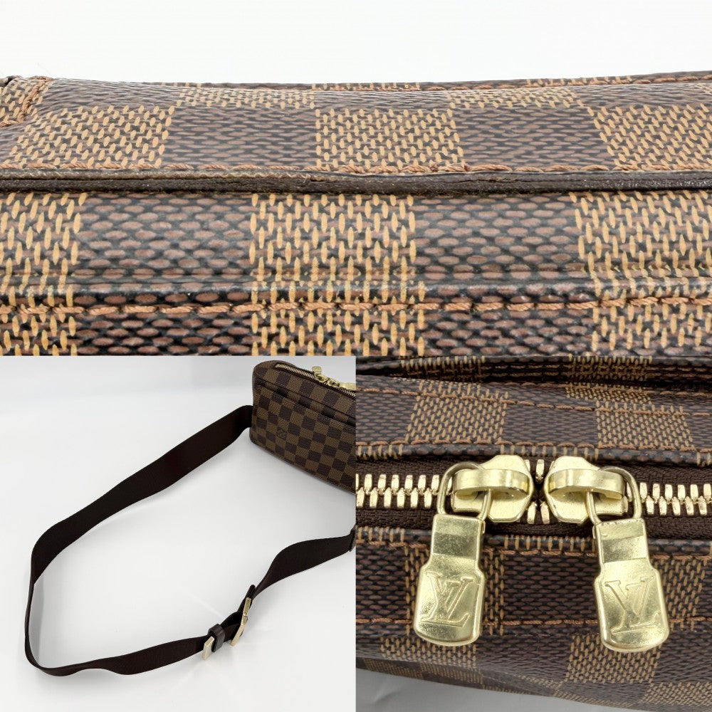 【開店SALE】 LOUIS VUITTON ルイヴィトン ボディバッグ ジェロニモス ウエストポーチ Geronimos　 N51994 ダミエキャンバス ブラウン 茶 ゴールド金具 メンズ【中古品】