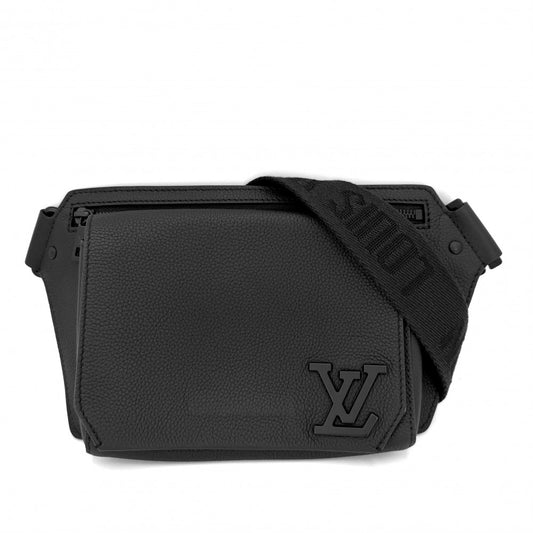 LOUIS VUITTON ルイヴィトン ボディバッグ テイクオフ・スリング LVアエログラム ウエストポーチ ブラック 黒 M57081 カーフレザー ノワール ブラック金具 メンズ【中古品】