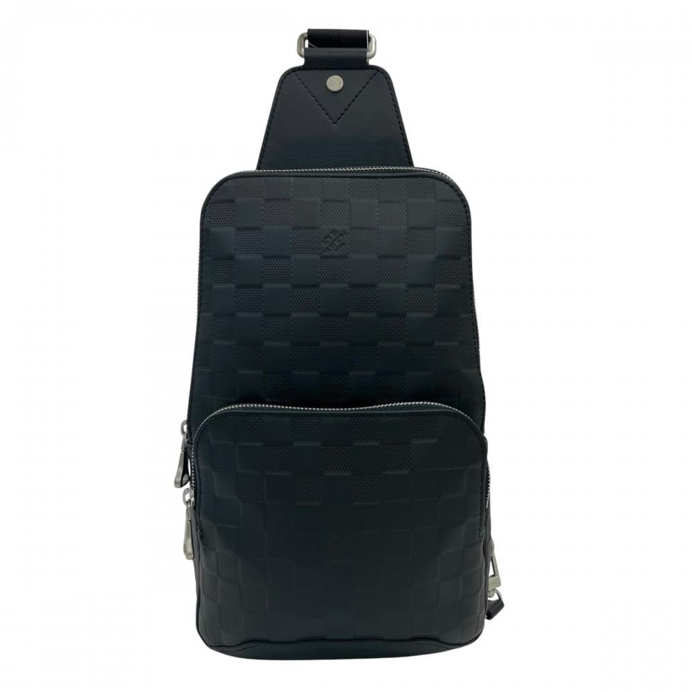 LOUIS VUITTON ルイヴィトン ボディバッグ ダミエ・アンフェニ アヴェニュー スリングバッグ N41720 カーフ ブラック 黒 シルバー金具 メンズ【中古品】