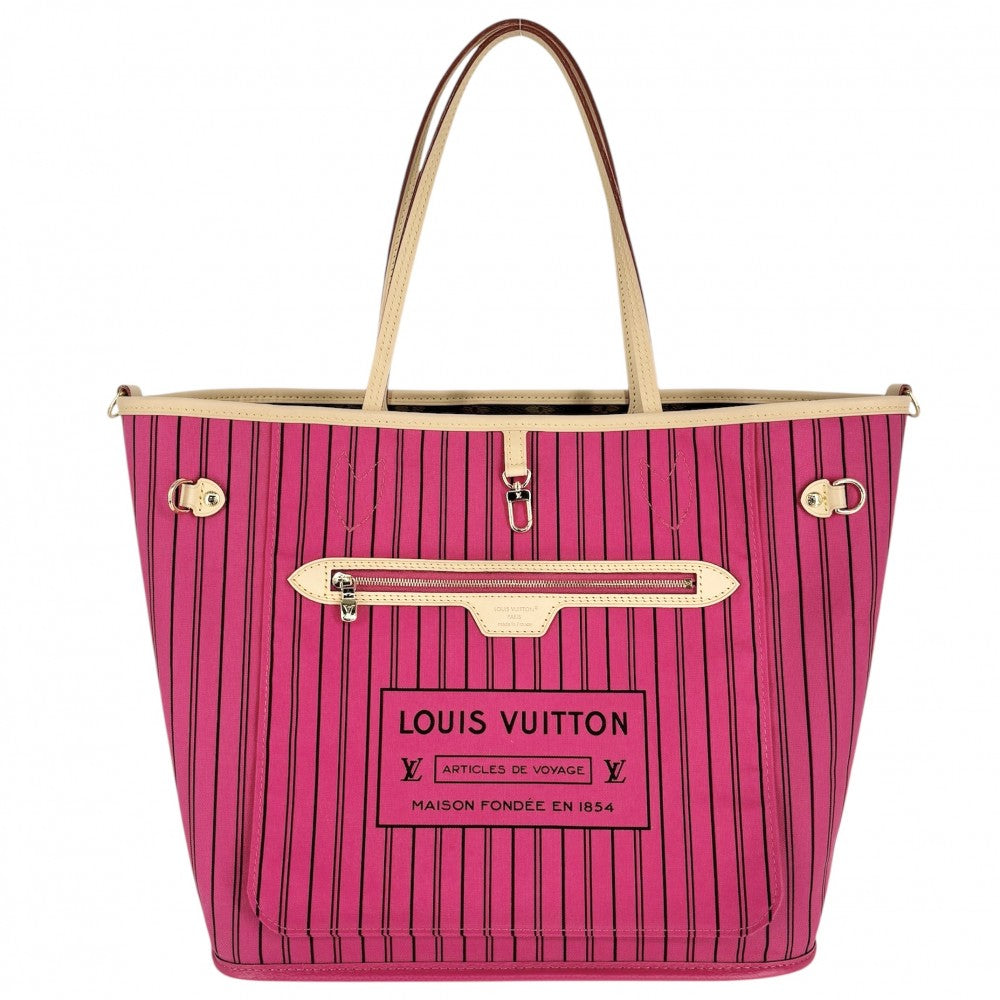 LOUIS VUITTON ルイヴィトン トートバッグ モノグラム リバーシブル ローズ ポンディシェリ ネヴァーフルMM インサイドアウト かばん M12257 ブラウン 茶 ピンク ゴールド金具 レディース【中古品】