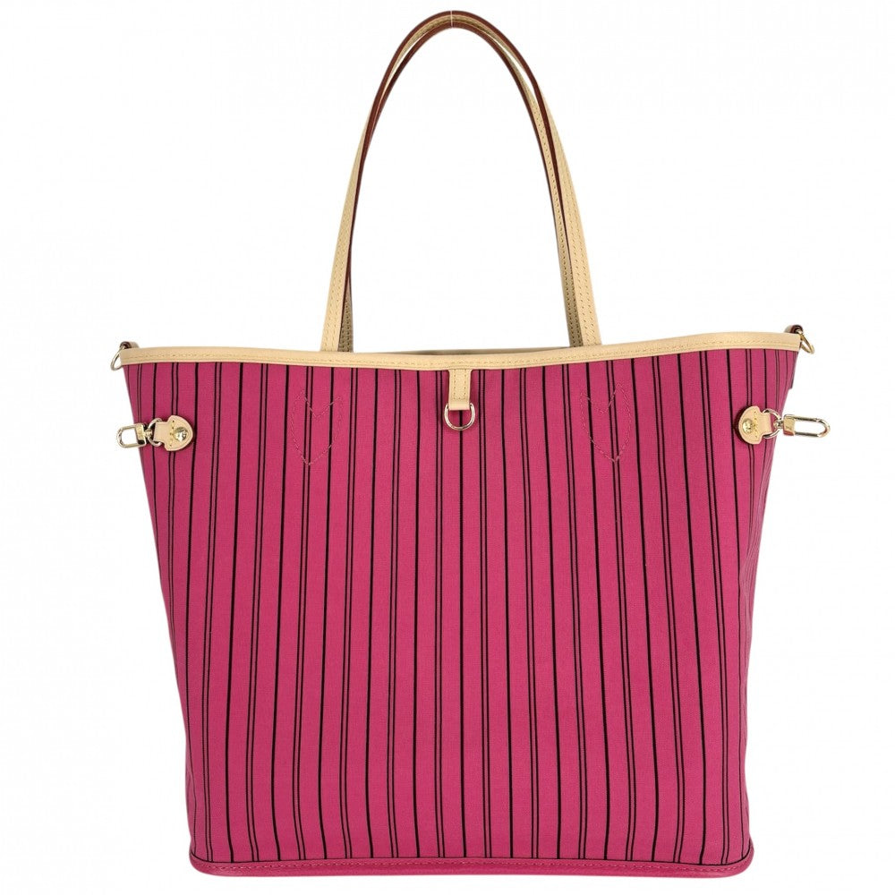 LOUIS VUITTON ルイヴィトン トートバッグ モノグラム リバーシブル ローズ ポンディシェリ ネヴァーフルMM インサイドアウト かばん M12257 ブラウン 茶 ピンク ゴールド金具 レディース【中古品】