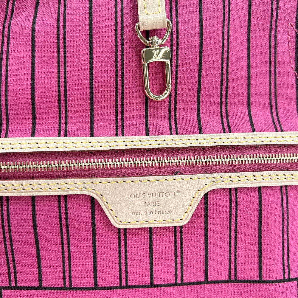 LOUIS VUITTON ルイヴィトン トートバッグ モノグラム リバーシブル ローズ ポンディシェリ ネヴァーフルMM インサイドアウト かばん M12257 ブラウン 茶 ピンク ゴールド金具 レディース【中古品】