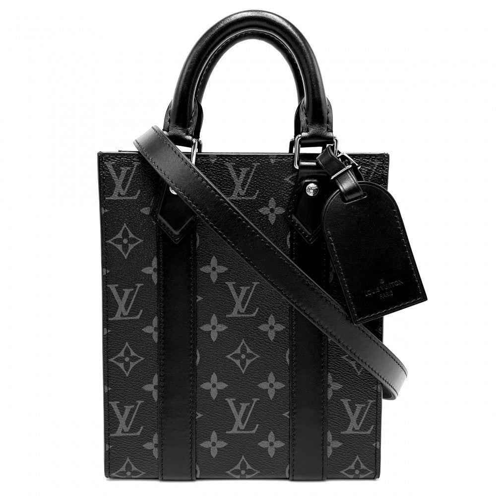 【開店SALE】 LOUIS VUITTON ルイヴィトン 2WAY モノグラムエクリプス サックプラMINI ハンドバッグ ショルダーバッグ ブラック 黒 かばん 鞄 M46453 ノワール シルバー金具 メンズ【中古品】