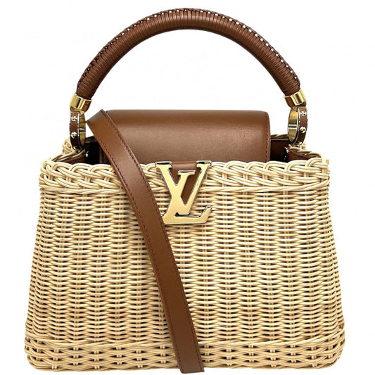 【開店SALE】 LOUIS VUITTON ルイヴィトン 2WAY カプシーヌBB ハンドバッグ ショルダーバッグ かごバッグ M22173 春 夏 ラタン レザー ブラウン 茶 ベージュ ゴールド金具 レディース【中古品】