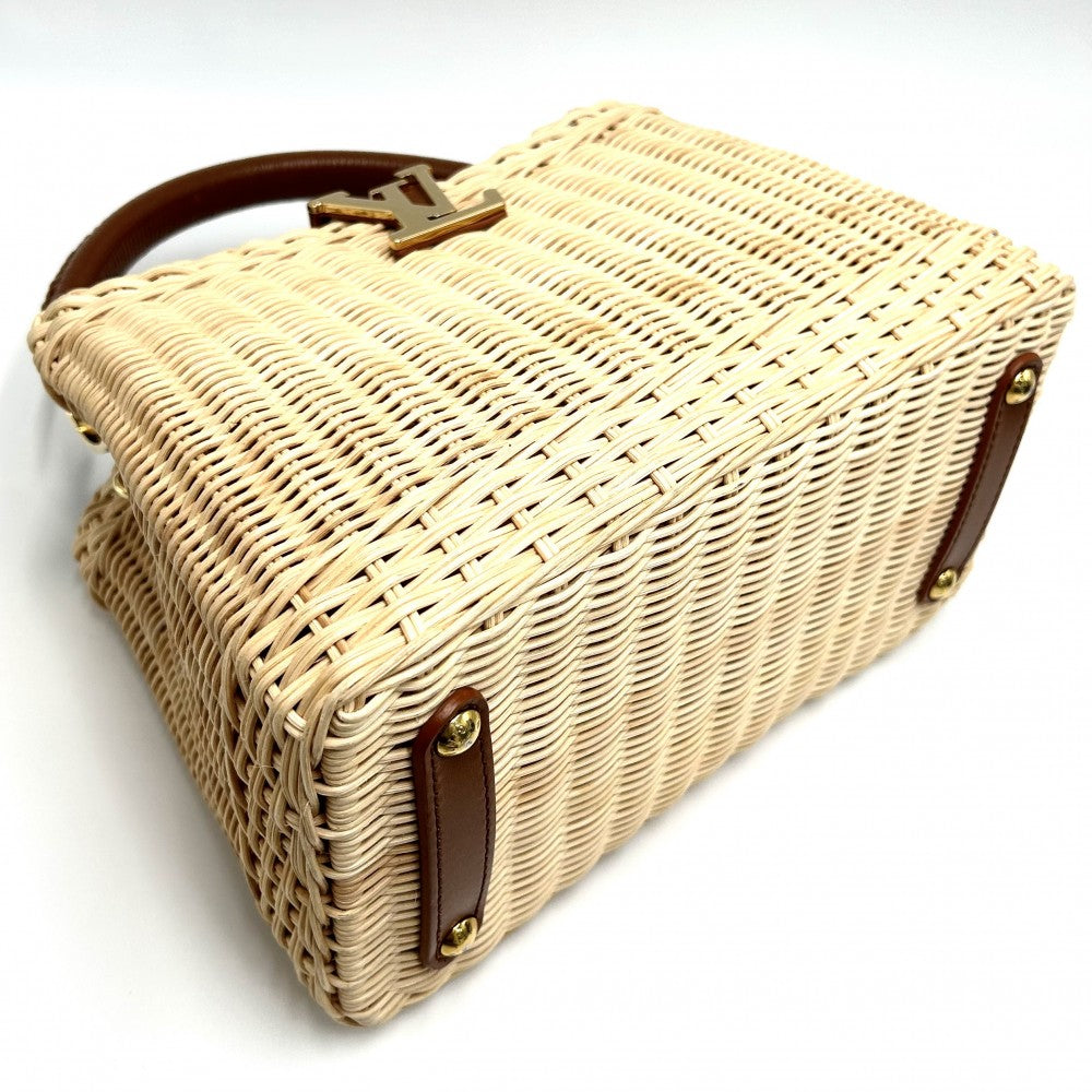 【開店SALE】 LOUIS VUITTON ルイヴィトン 2WAY カプシーヌBB ハンドバッグ ショルダーバッグ かごバッグ M22173 春 夏 ラタン レザー ブラウン 茶 ベージュ ゴールド金具 レディース【中古品】