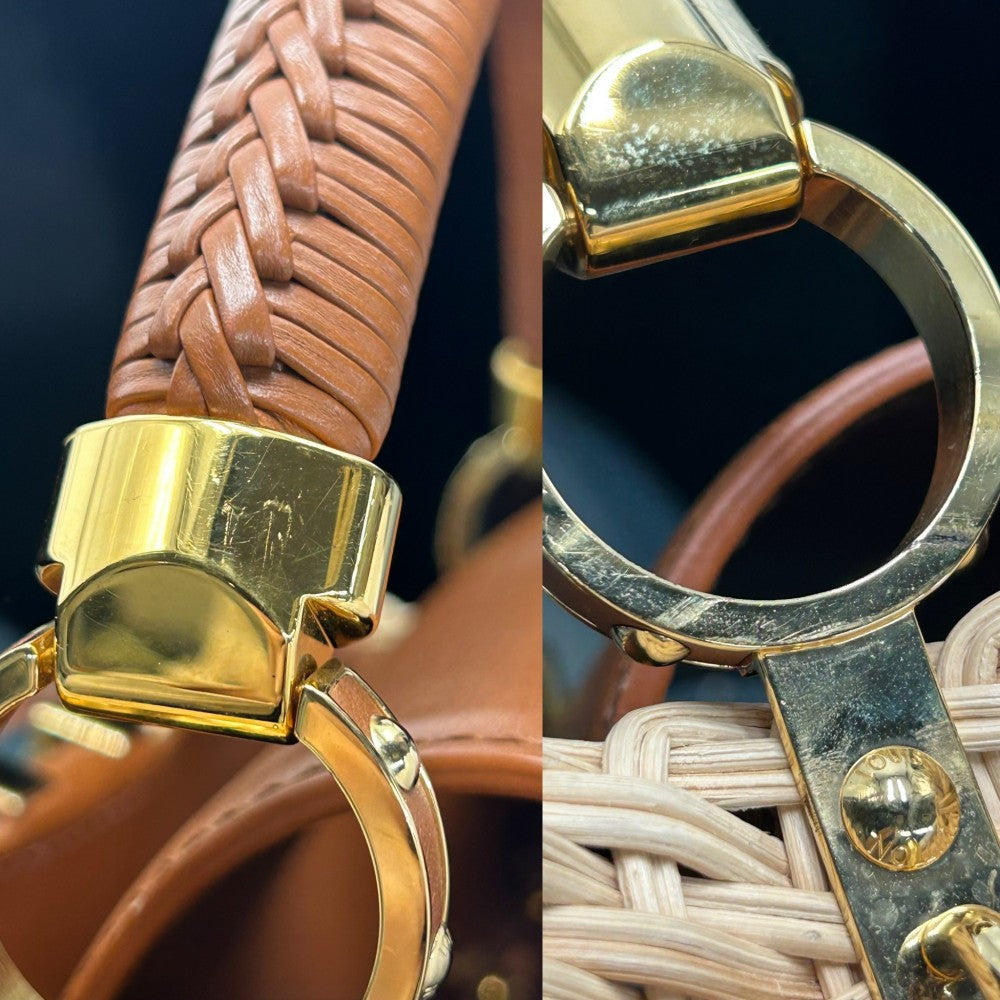 【開店SALE】 LOUIS VUITTON ルイヴィトン 2WAY カプシーヌBB ハンドバッグ ショルダーバッグ かごバッグ M22173 春 夏 ラタン レザー ブラウン 茶 ベージュ ゴールド金具 レディース【中古品】