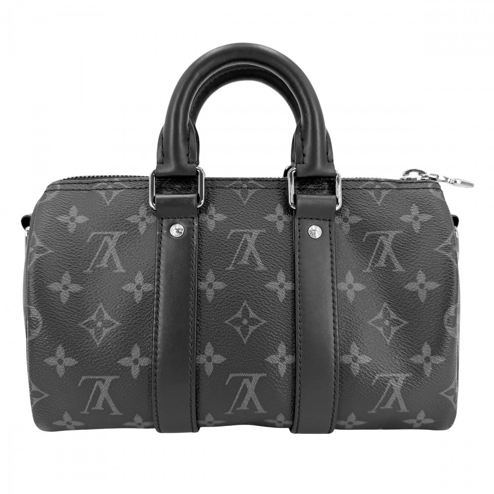 LOUIS VUITTON ルイヴィトン 2WAY モノグラムエクリプス キーポル･バンドリエール 25 ハンドバッグ ショルダーバッグ M46271 ブラック 黒 シルバー金具 メンズ【中古品】
