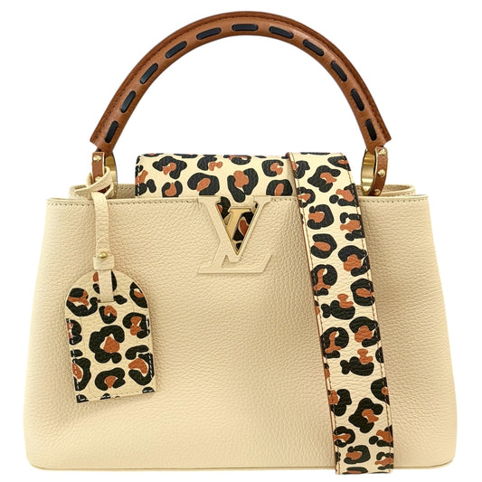 LOUIS VUITTON ルイヴィトン 2WAY カプシーヌMM ハンドバッグ ワイルドアットハート ショルダーバッグ M58575 レザー ベージュ ブラウン 茶 ゴールド金具 レディース【中古品】