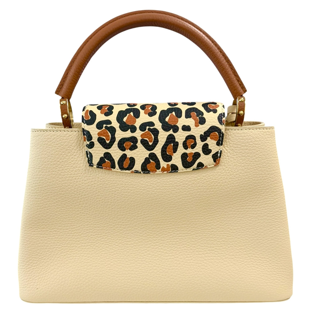 LOUIS VUITTON ルイヴィトン 2WAY カプシーヌMM ハンドバッグ ワイルドアットハート ショルダーバッグ M58575 レザー ベージュ ブラウン 茶 ゴールド金具 レディース【中古品】