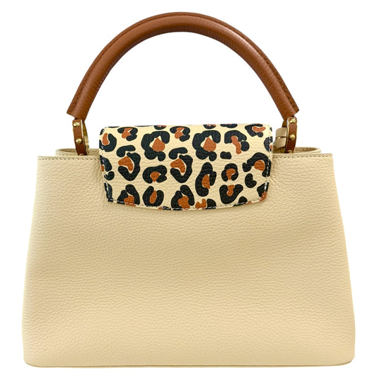LOUIS VUITTON ルイヴィトン 2WAY カプシーヌMM ハンドバッグ ワイルドアットハート ショルダーバッグ M58575 レザー ベージュ ブラウン 茶 ゴールド金具 レディース【中古品】