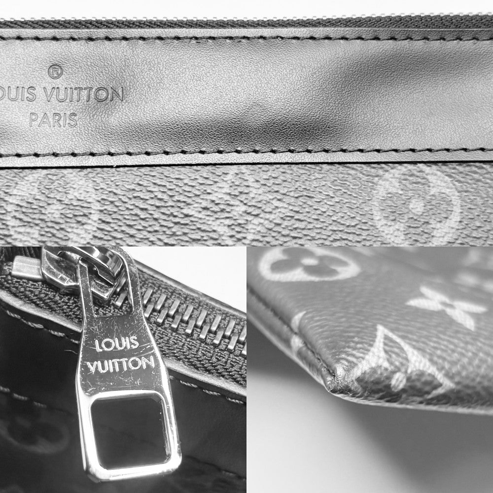 LOUIS VUITTON ルイヴィトン クラッチバッグ モノグラムエクリプス ポシェット・ディスカバリー セカンドバッグ M62291 ブラック 黒 シルバー金具 メンズ【中古品】