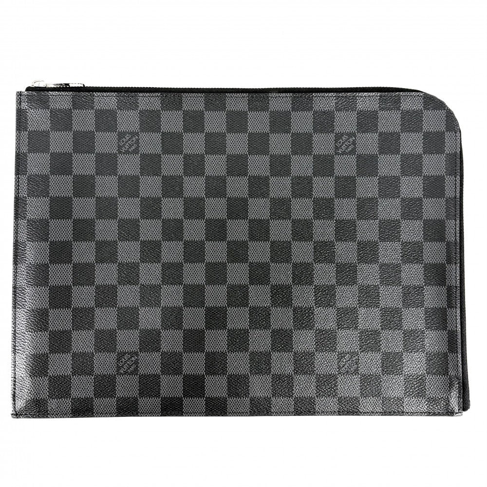 LOUIS VUITTON ルイヴィトン クラッチバッグ ダミエグラフィット ポシェットジュールGM セカンドバッグ N41501 ブラック 黒 シルバー金具 メンズ【中古品】