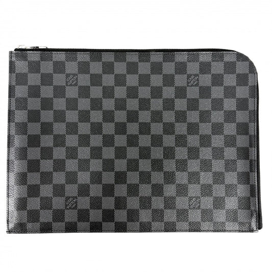 LOUIS VUITTON ルイヴィトン クラッチバッグ ダミエグラフィット ポシェットジュールGM セカンドバッグ N41501 ブラック 黒 シルバー金具 メンズ【中古品】