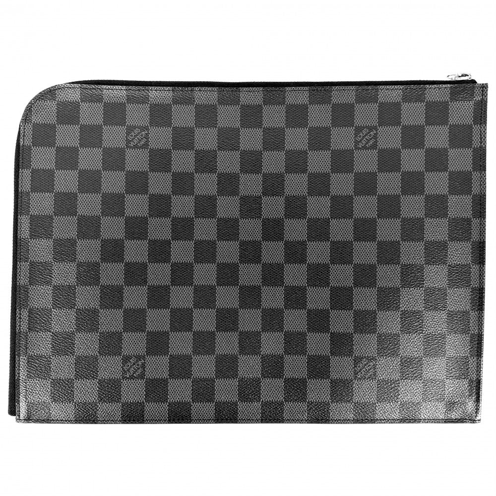 LOUIS VUITTON ルイヴィトン クラッチバッグ ダミエグラフィット ポシェットジュールGM セカンドバッグ N41501 ブラック 黒 シルバー金具 メンズ【中古品】