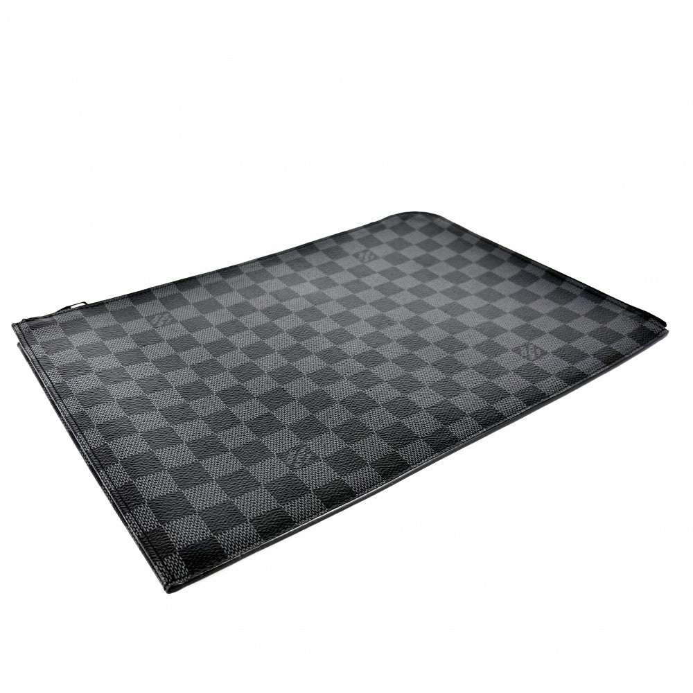 LOUIS VUITTON ルイヴィトン クラッチバッグ ダミエグラフィット ポシェットジュールGM セカンドバッグ N41501 ブラック 黒 シルバー金具 メンズ【中古品】