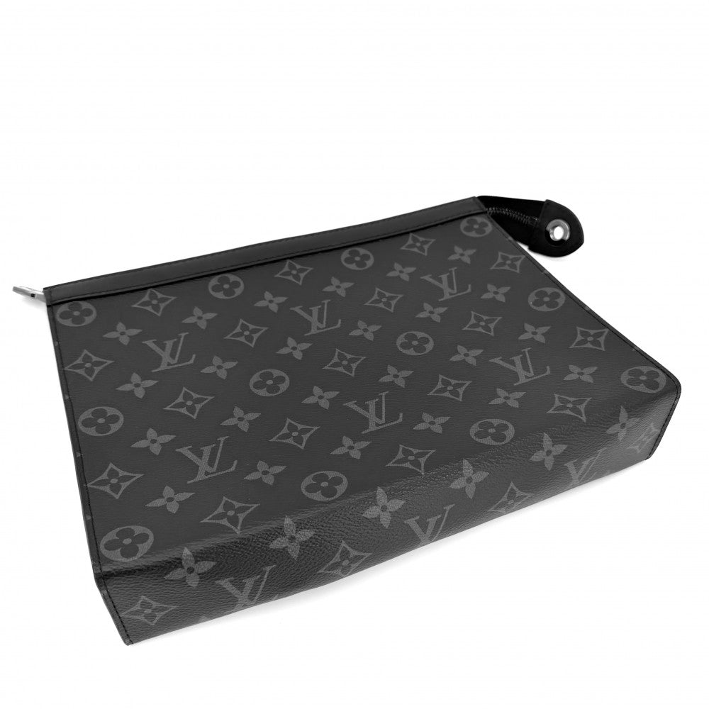 LOUIS VUITTON ルイヴィトン クラッチバッグ モノグラムエクリプス ポシェットヴォワヤージュMM セカンドバッグ M61692 ブラック 黒 ガンメタル金具 メンズ【中古品】