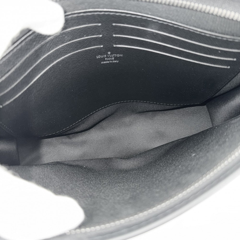LOUIS VUITTON ルイヴィトン クラッチバッグ モノグラムエクリプス ポシェットヴォワヤージュMM セカンドバッグ M61692 ブラック 黒 ガンメタル金具 メンズ【中古品】