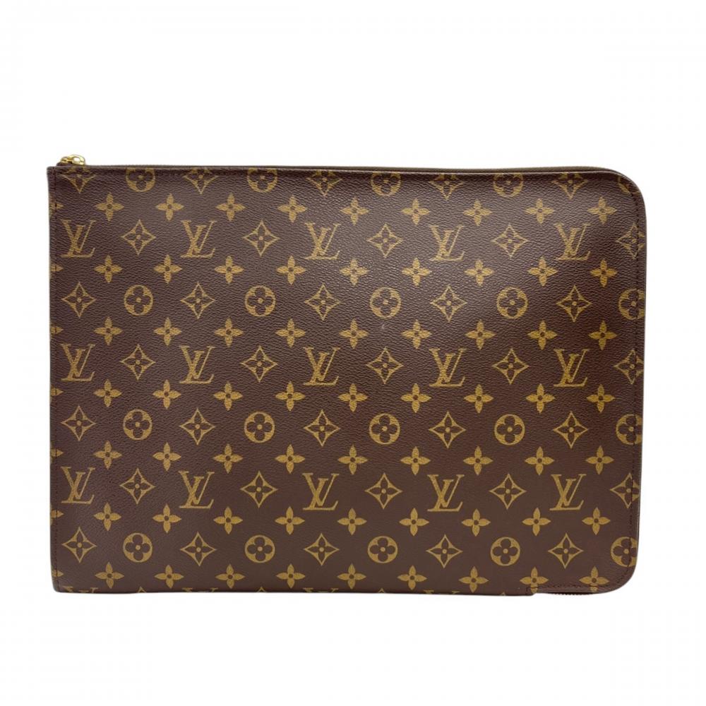 LOUIS VUITTON ルイヴィトン クラッチバッグ モノグラム ポッシュ・ドキュマン セカンドバッグ M53456 モノグラムキャンバス ブラウン 茶 ゴールド金具 メンズ【中古品】