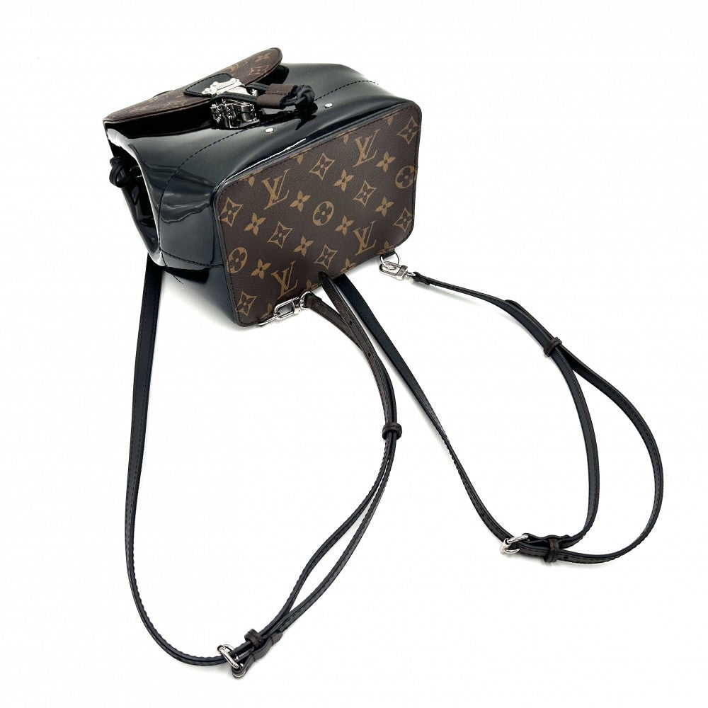 LOUIS VUITTON ルイヴィトン リュック モノグラム ホットスプリング バックパック ヴェルニ かばん 鞄 M55769 ブラウン 茶 ブラック 黒 シルバー金具 レディース【中古品】