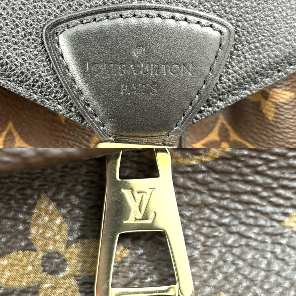 【開店SALE】 LOUIS VUITTON ルイヴィトン リュック モノグラム モンスリ NM PM バックパック かばん 鞄 M45515 ブラウン 茶 ブラック 黒 ゴールド金具 レディース【中古品】