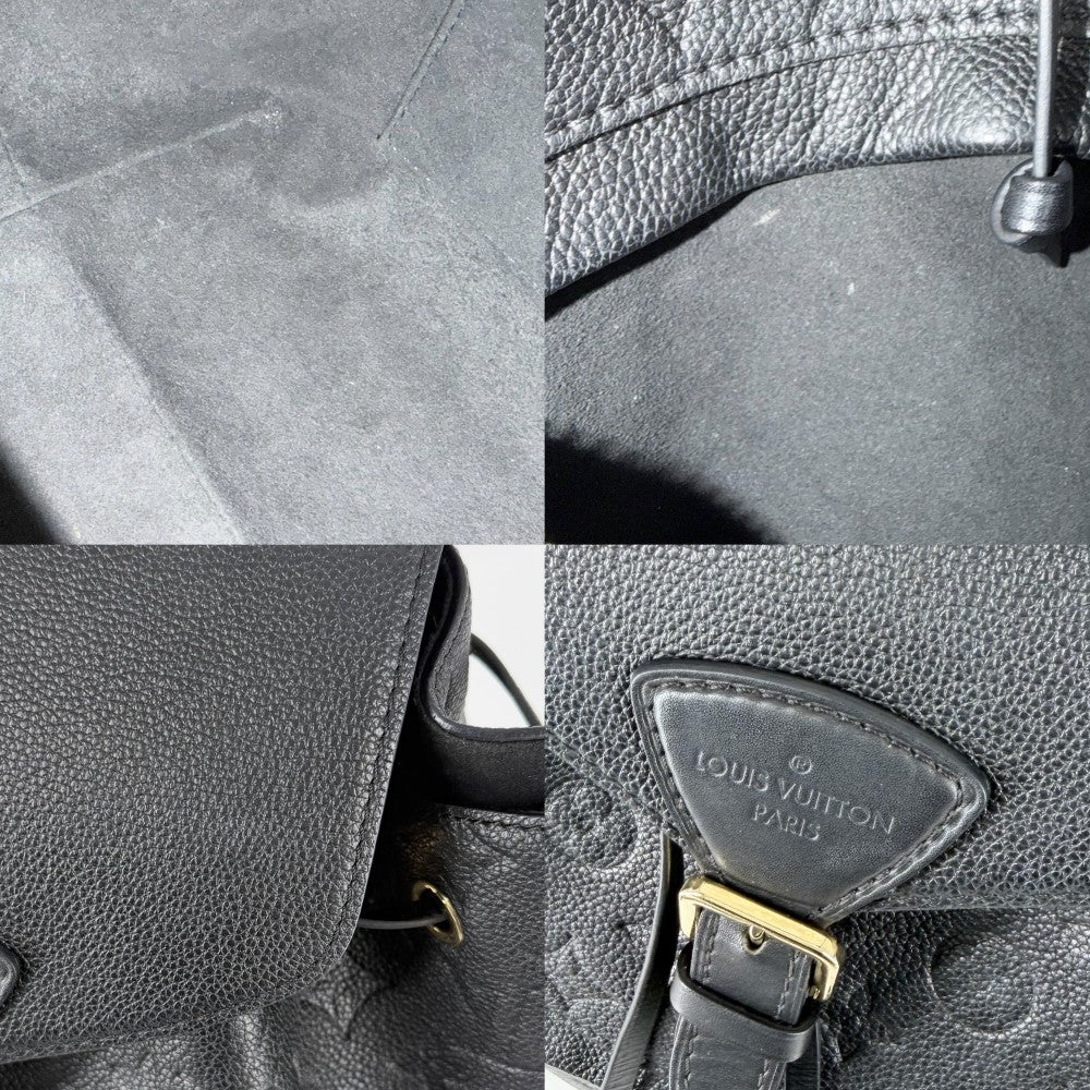 LOUIS VUITTON ルイヴィトン リュック モノグラムアンプラント モンスリ PM バックパック 大容量 通勤 通学 M45205 ブラック 黒 シルバー金具 メンズ【中古品】